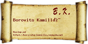 Borovits Kamilló névjegykártya